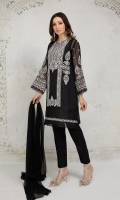 4 Piece Shirt fabric: Khaadi net Undershirt fabric: Lawn Trouser fabric: Cambric Dupatta: Chiffon
