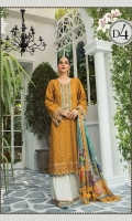 Embroidered lawn center panel Embroidered lawn side panel Embroidered lawn sleeves Lawn printed back Cambric dyed trouser Organza embroidered gherapatti Organza embroidered sleeve patti Organza embroidered trouser patti Tissue silk printed dupatta