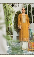 Embroidered lawn center panel Embroidered lawn side panel Embroidered lawn sleeves Lawn printed back Cambric dyed trouser Organza embroidered gherapatti Organza embroidered sleeve patti Organza embroidered trouser patti Tissue silk printed dupatta