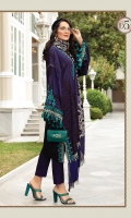 Printed Embroidered Front Printed Back Printed Embroidered Sleeve Dyed Linen Trouser Woven Shawl Embroidered Side Slit Motifs Embroidered Lace for Neck, Ghera & Sleeves