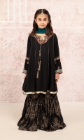 Embroidered panelled frock paired with matching jacquard gharara Chiffon dupatta