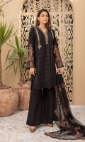 Shirt fabric: Doria Trouser fabric: Lawn Dupatta fabric: Net Straight shirt Embroidered front and sleeves Embroidered ghera lace Along with embroidered lace on dupatta And bell bottom trouser.