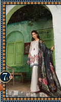 3Piece Embroidered front 1.25m  Printed back 1.25m Printed sleeves 0.65m Dyed cambric trouser 2m  Printed silk dupatta 2.5m