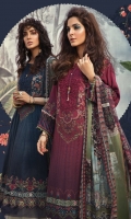 Printed linen shirt printed chiffon dupatta Printed cambric trouser Embroidered neckline Embroidered sleeve patti