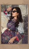 Embroidered printed front Printed back and sleeves Printed chiffon dupatta Dyed cambric trouser