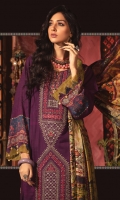 Printed khaddar shirt Linen dobby trouser Printed silk dupatta Embroidered panel Printed trouser patti