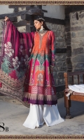 Printed lawn shirt  Printed chiffon dupatta Dyed cambric trouser  Embroidered neckline patti Embroidered sleeve patti