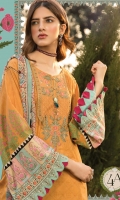 Printed lawn shirt Cambric trouser Printed trouser patti Chiffon printed dupatta Embroidered neckline