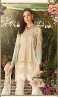 Printed lawn shirt Cambric trouser Chiffon printed dupatta Embroidered ghera patti