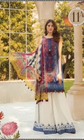 Printed lawn shirt Printed cambric trouser Printed chiffon dupatta Embroidered neckline