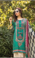 Printed lawn shirt Printed cambric trouser Printed chiffon dupatta Embroidered neckline