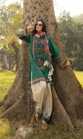 Printed lawn shirt Printed cambric trouser Printed chiffon dupatta Embroidered neckline