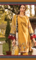 Printed lawn shirt Cambric trouser Printed chiffon dupatta Embroidered neckline Embroidered trouser patti