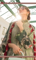 Printed lawn shirt Cambric trouser Printed chiffon dupatta Embroidered neckline