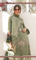 Printed lawn shirt Cambric trouser Printed chiffon dupatta Embroidered neckline