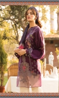 Printed lawn shirt Cambric trouser Printed chiffon dupatta Embroidered schiffli ghera patch