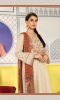 Printed shirt Dyed trouser Printed chiffon dupatta Embroidered lawn neckline Embroidered patti