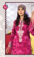 Printed shirt Printed trouser Printed chiffon dupatta Embroidered neckline Embroidered ghera Embroidered trouser patches