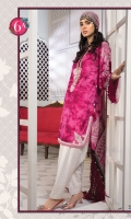 Printed shirt Printed trouser Printed chiffon dupatta Embroidered neckline Embroidered ghera Embroidered trouser patches