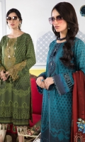 Printed shirt Dyed trouser Printed chiffon dupatta Embroidered neckline Embroidered patches