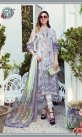 Printed Lawn Shirt Dyed Cambric Trouser Printed Silk Dupatta Embroidered Neckline