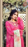 Printed Lawn Shirt Printed Cambric Trouser Printed chiffon Dupatta Embroidered Neckline Embroidered Patti