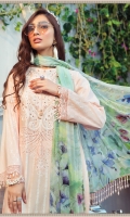 Embroidered Lawn Front Panel Printed Lawn Side Panels Printed Back & Sleeve Printed Chiffon Dupatta Dyed cambric Trouser Shiffli Embroidered Patti