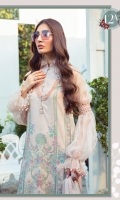 Printed Lawn Shirt Dyed cambric Trouser Printed Chiffon Dupatta Embroidered Patti-1 Embroidered Patti-2