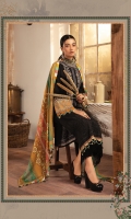 Printed Khaddar Shirt Dyed Trouser Printed Shawl Embroidered Neckline Embroidered Patti
