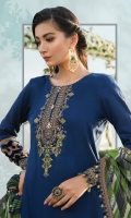 DYED COTTON SATIN SHIRT DIGITAL PRINTED CRINKLE CHIFFON DUPPATA DYED COTTON SATIN TROUSER EMBROIDERED ORGANZA NECKLINE EMBROIDERED ORGANZA GHERA PATCH EMBROIDERED COTTON SATIN SLEEVES PATTI 1 EMBROIDERED/APPLIQUE VELVET & TISSUE SLEEVES PATTI 2 EMBROIDERED COTTON SATIN DUPATTA PATTI