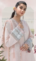 EMBROIDERED COTTON SATIN FRONT EMBROIDERED COTTON SATIN BACK EMBROIDERED COTTON SATIN SLEEVES DYED ORGANZA JACQUARD DUPATTA DYED COTTON SATIN TROUSER EMBROIDERED ORGANZA GHERA PATCH FRONT & BACK EMBROIDERED COTTON SATIN GHERA PATTI FRONT & BACK EMBROIDERED ORGANZA SLEEVES PATTI 1 EMBROIDERED COTTON SATIN SLEEVES PATTI 2 EMBROIDERED ORGANZA NECK MOTIF EMBROIDERED ORGANZA NECKLINE