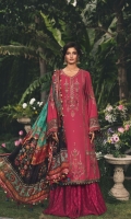 Embroidered cotton satin center panel Embroidered cotton satin side panels Cotton satin back Embroidered cotton satin sleeves Embroidered organza sleeve patti Embroidered cotton satin sleeve patti Embroidered cotton satin gherapatti Printed tissue dupatta Embroidered cotton satin dupattapatti Printed cotton satin trouser