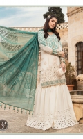 Jacquard Shirt Khaddi dupatta Embroidered trouser Embroidered organza sleeve lace I Embroidered sleeves lawn Lace II Embroidered organza sleeve lace III Embroidered ghera organza Lace Embroidered organza ghera patch