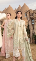 Yarn dyed woven shirt Embroidered net dupatta Printed cambric trouser Embroidered sleeve lace Embroidered organza neckline lace Embroidered ghera patch Embroidered ghera lace