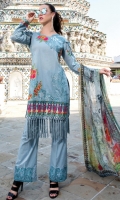 Embroidered shirt            Embroidered Trouser Printed Chiffon Dupatta