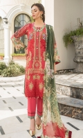 Three Piece Embroidered Lawn Suit with Chiffon Dupatta