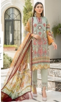 Three Piece Embroidered Lawn Suit with Chiffon Dupatta