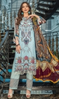 Three Piece Embroidered Lawn Suit with Chiffon Dupatta