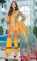 Three Piece Embroidered Lawn Suit with Chiffon Dupatta