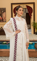 Embroidered Front Chiffon Handmade. Embroidered Back Chiffon. Embroidered Sleeves Chiffon. Embroidered Sleeves Border. Embroidered Dupatta Net. Embroidered Dupatta Border. Embroidered Dupatta Pallu. Embroidered Front + Back Border. Trouser.