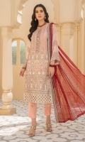 Embroidered Front Chiffon. Embroidered Front Border Embroidered neckline hand work Embroidered Back Chiffon. Embroidered Back border. Embroidered Sleeves Chiffon. Embroidered Sleeves border. Embroidered Dupatta Chiffon. Trouser Dyed grip.