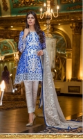 Chiffon Embroidered Front Panel, Sleeves, Dupata, Embroidered Front,  Side Jaal Back, Back Daman Patch, Jamawaar Trouser and Accessories.
