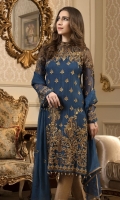 EMBROIDERED CHIFFON FRONT BACK AND SLEEVES EMBROIDERED DAMAN PATCH EM- BROIDERED CHIFFON DUPPATA MASORI TROS- ER AND ACCESSORIES