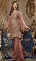 EMBROIDERED CHIFFON FRONT AND SLEEVES CHIFFON BACK EMBROIDERED CHIFFON DUP- PATA EMBROIDERED DAMAN PATCH GRIP TROSER AND ACCESSORIES