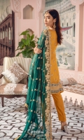EMBROIDERED CHIFFON FRONT PANEL EMBROIDERED CHIFFON SIDE PANEL EMBROIDERED CHIFFON BACK AND SLEEVES EMBROIDERED FRONT BACK DAMAN PATCH EMBROIDERED NECK PATCH EMBROIDERED CHIFFON DUPPATA GRIP TROSER AND ACCESSORIES
