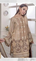 Cotton Zari net Embroidered Front , Back , Sleeves , Front & Back Embroidered Daman Patch , Back Patti Patch , Chiffon Embroidered Sleeves , Chiffon Embroidered Dupatta , Embroidered Grip Trouser & Accessories.