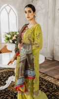 Formal Dress with Embroidered: Lawn Body (Front, Back & Sleeves). Paired with Digital Print Silk Dupatta and Cotton Trouser.
