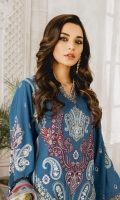 Formal Dress with Hand Embroidered: Lawn Body (Front, Back & Sleeves). Paired with Digital Print Dupatta and Cotton Trouser.