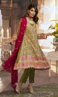 Embroidered Chiffon Front Back, Sleeves Dupatta  Embroidered Front Patti  Embroidered Back Patti And Neck Patti  Embroidered Grip Trouser & Accessories