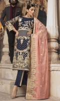 Embroidered Chiffon Front, Back, Sleeves, Dupatta  Handmade Neck Embroidered Front Back  Daman Patch Embroidered Trouser Patti  Grip Trouser & Accessories